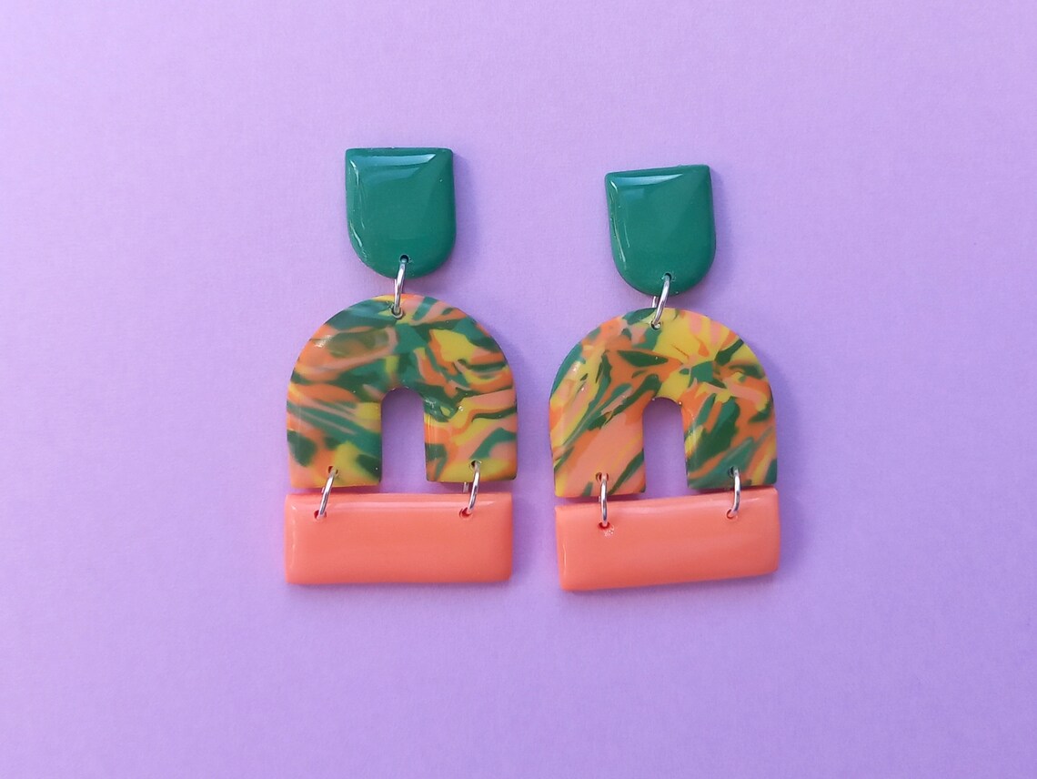 Mango Earrings Bright Earrings Polymer Clay Earrings Etsy