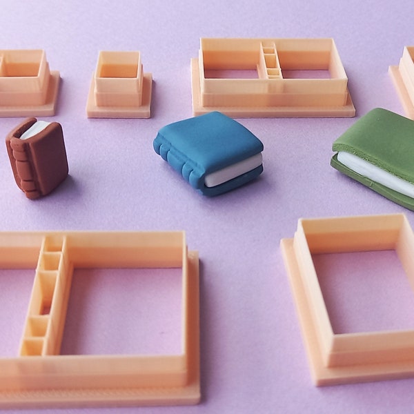 3D Cute Book Polymer Clay Cutter Set of 5 | Unique Clay Cutters | Clay Tools | Customized Clay Cutters