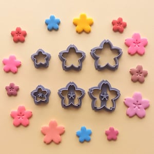 Cherry Blossom Polymer Clay Cutter Set of 6 | Spring Flower Theme Sakura