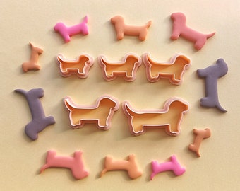 Dachshund Clay Cutter Set of 5 | Unique Clay Cutters | Clay Tools | Animal Dog Puppy Cat Cow Snake Kitty