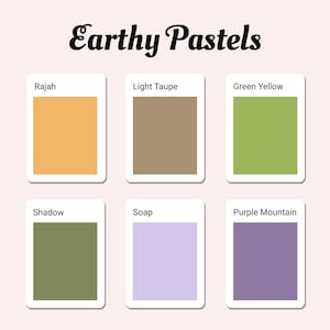 Polymer Clay Colour Recipe guide | Sculpey soufflé Color mixing | Digital download | Earthy Pastels Palette Yellow Orange Green Brown Purple