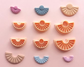 Embossed Semicircle Polymer Clay Cutters | Spring Flower Theme | Maxi mini