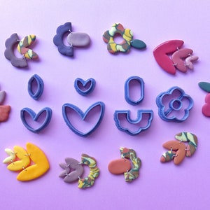 Set E 7 Pcs Polymer Clay Cutter Set Flower Heart Shape Cutters Clay Tools Customized Clay Cutters image 1