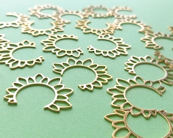 Open Sun Connector Charms Pendants | Jewellery making | Raw Brass Gold Colour