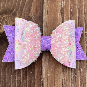 Pastel Hair Bow, Easter Bunny Bow, Easter Gifts, Toddler Hair Bows, Girls Bows, Faux Leather Bows, Easter Basket Stuffers, Spring Bows