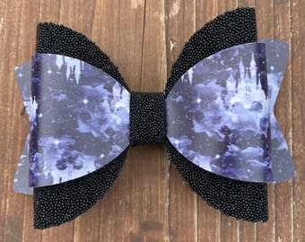 Spooky Disney Bow, Disney Halloween Bow, Girls Hair Bow, Toddler Hair Bow, Halloween Hair Bow, Faux Leather Bow, Disney Inspired Hair Bow