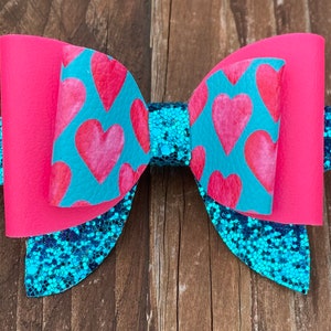 Valentine’s Bows, Valentine’s Hair Bow, Toddler Bows, Toddler Hair Bows, Girls Bows, Faux Leather Hair Bows