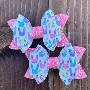 Pig Tail Bows, Piggy Bows, Bunny Pig Tail Bows, Easter Pig Tail Bows, Spring Bows, Bunny Bows,    Pig Tail Hair Bows, Toddler Bows