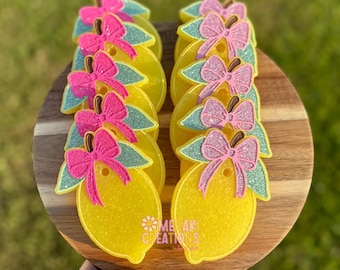 Coquette Bow Lemon Car Freshie Freshy - Lemon with Bow Car Scent, Air Freshener