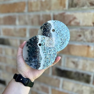 Black & Blue Glitter Geode Car Freshie Freshy - Handmade Car Scent Air Freshener
