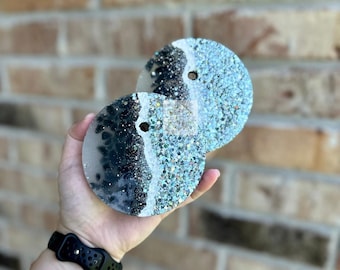 Black & Blue Glitter Geode Car Freshie Freshy - Handmade Car Scent Air Freshener