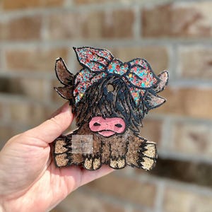 Highland Cow with bow Car Freshie Freshy - Cow Car Air Freshener, Car Scent, Air Freshener