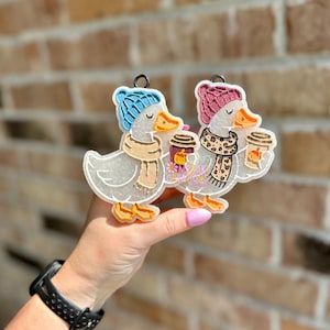 Fall Coffee Goose Car Freshie Freshy - Car Porch Goose, Duck with Coffee Car Air Freshener, Car Scent, Air Freshener