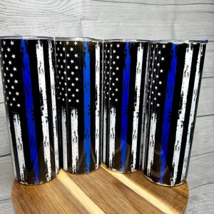 SELLING AS IS - Thin Blue Line - blooper design - 20oz insulated tumbler