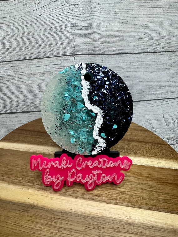 Rose Gold Navy and Turquoise Glitter Geode Car Freshie Car 