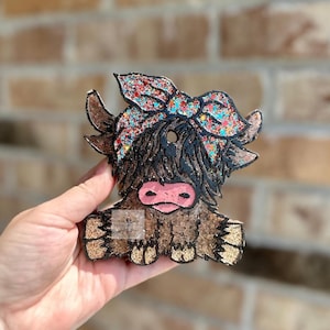 Highland Cow with bow Car Freshie Freshy - Cow Car Scent, Air Freshener