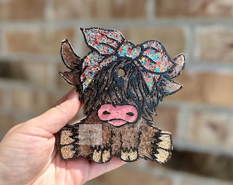 Highland Cow with bow Car Freshie Freshy - Cow Car Scent, Air Freshener