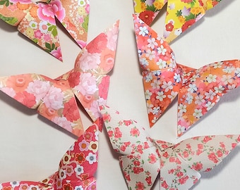 Set of 100 origami butterflies, floral origami paper