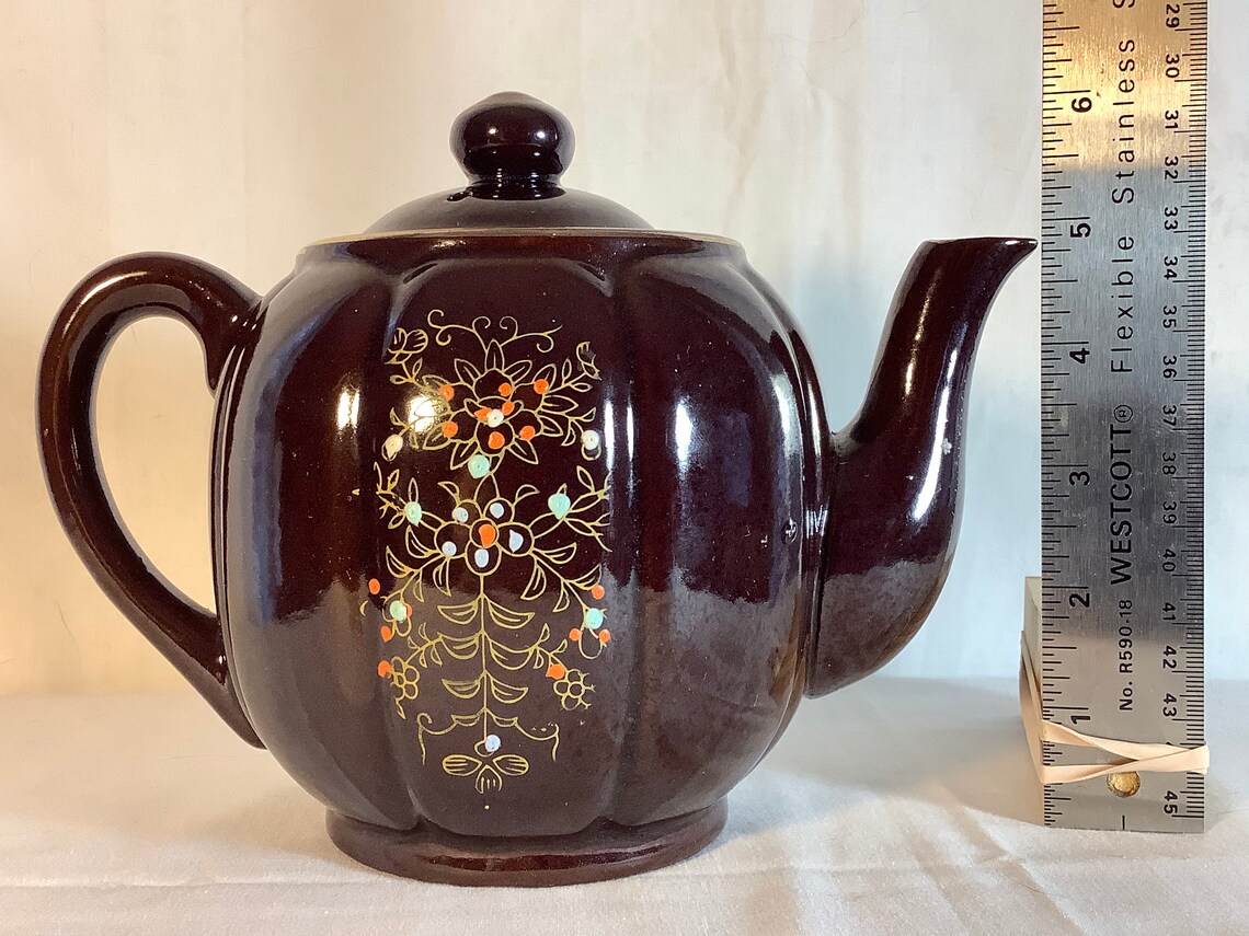 Vintage Moriage Redware Teapot Etsy