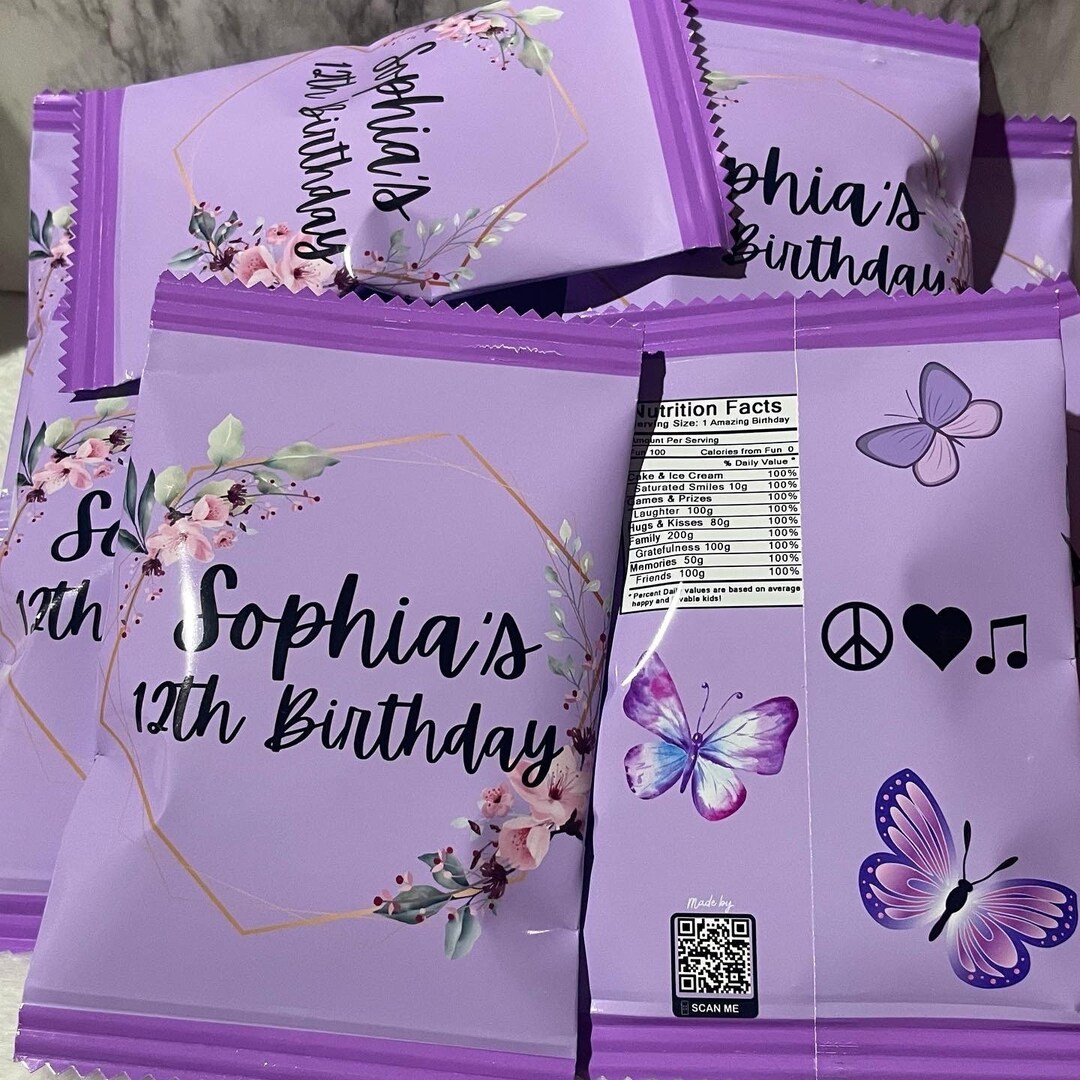 Purple and Butterfly Chip Bags Etsy