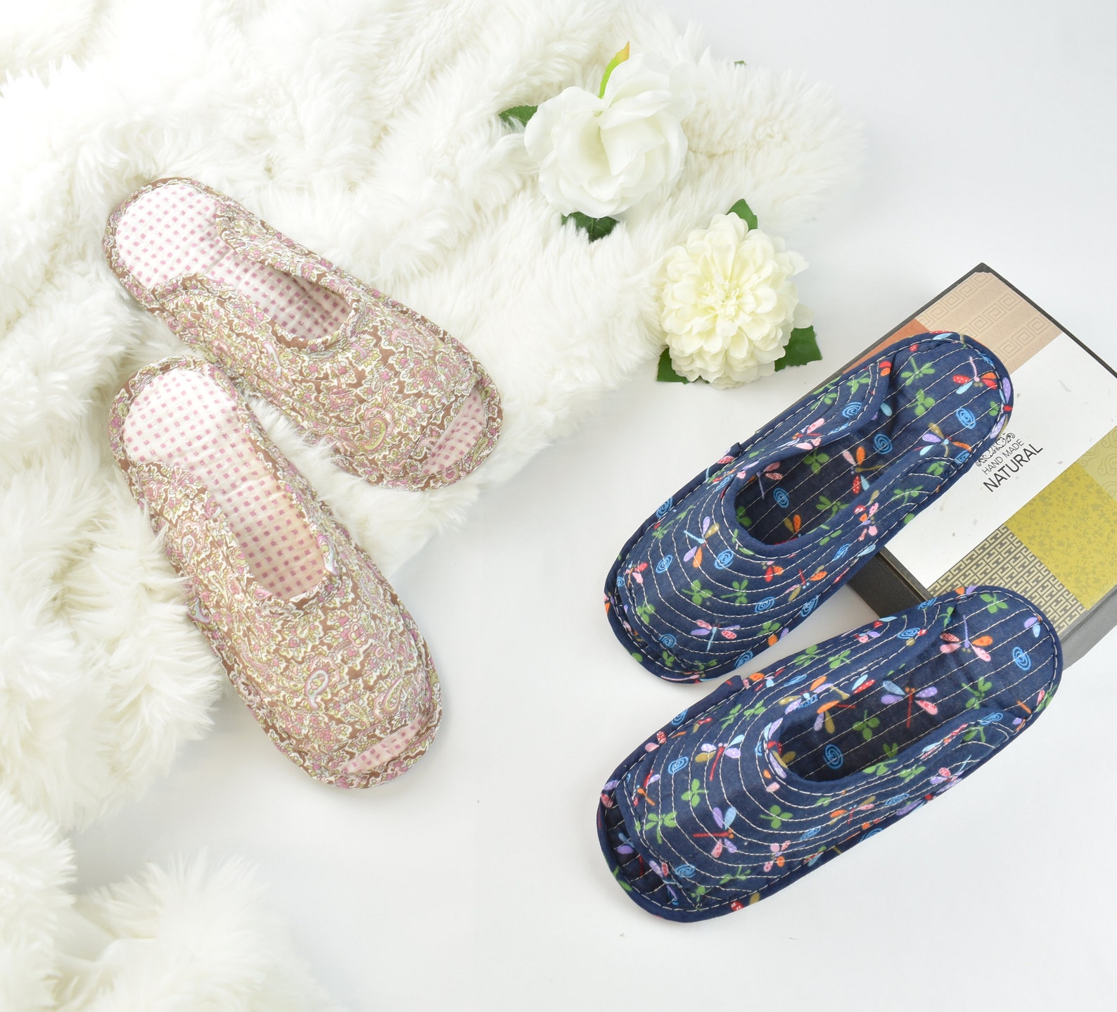 Quilted Slippers 100 cotton SlipperFabric slippersWashable Etsy