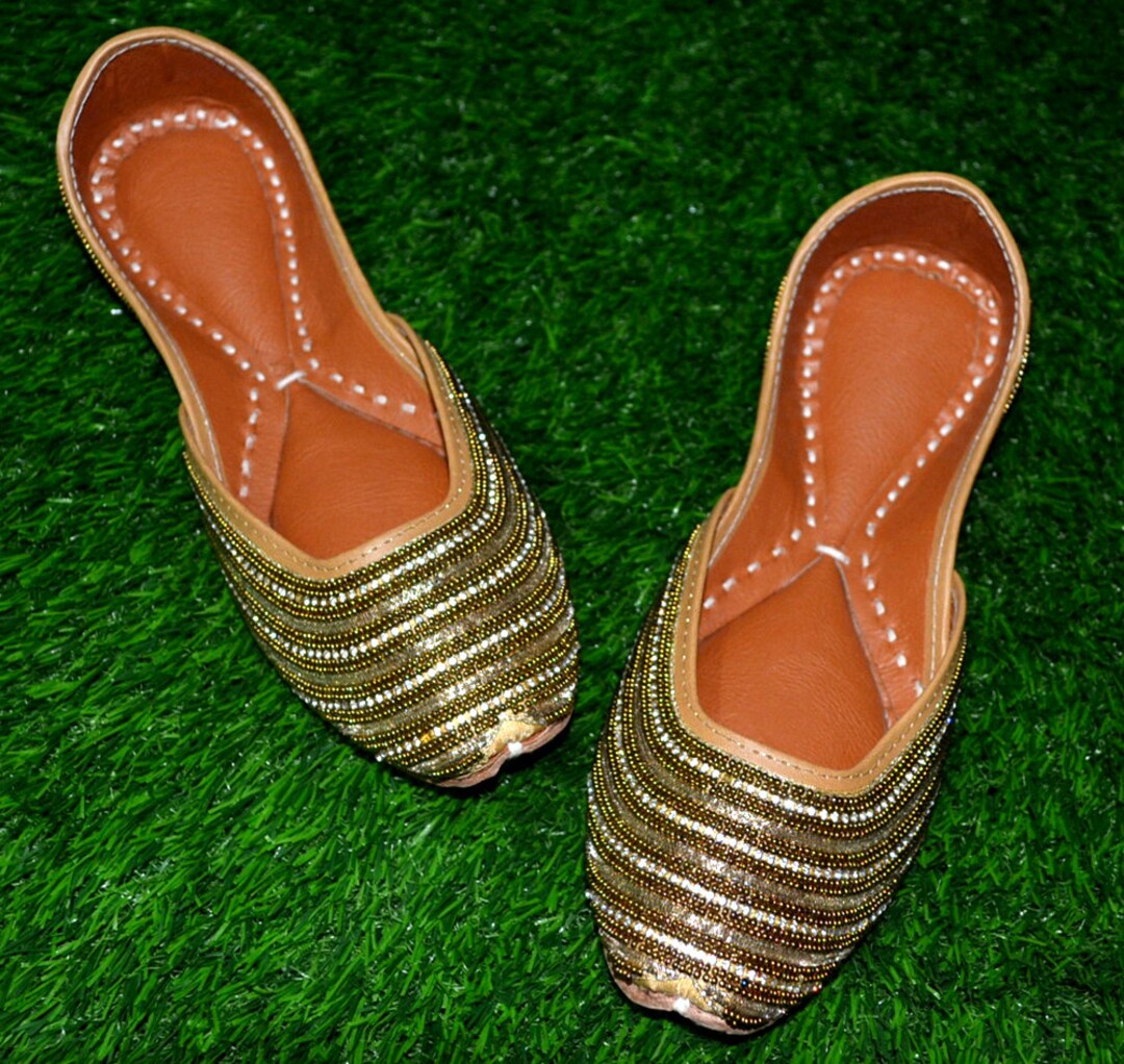 Golden Shoes, Leather Shoes, Wedding Shoes, Bridal Jutti