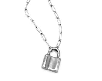 Large Padlock Necklace for Women Couples Gift for Her Back 