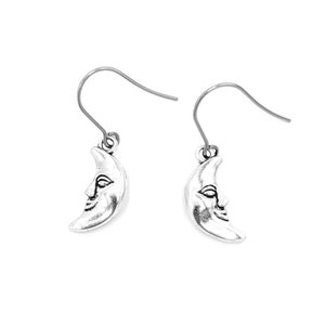 Silver Moon Earrings for Women, Celestial Earrings Gift for Girlfriend, Witchy Jewelry, Moon Charm Earrings, Crescent Moon, Boho Jewelry