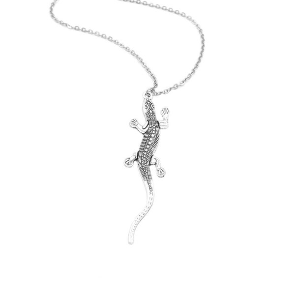 Silver Lizard Necklace for Women, Salamander Charm Necklace, Gecko Jewelry, Witchy Jewelry, Animal Charm Necklace, Western Jewelry, Reptile