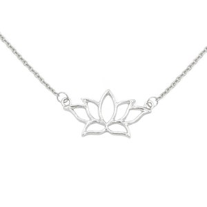 Silver Lotus Necklace for Women, Dainty Flower Necklace for Her, Lotus Flower Yoga Necklace, Jewelry Gift for Sister, Lotus Blossom Pendant