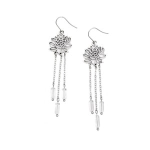 Flower Blossom Earrings for Women, Chrysanthemum Flower, Floral Earrings, Chic Gift for Her, November Birth Month, Bohemian Jewelry, Classy