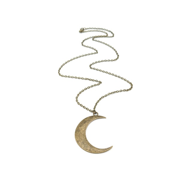 Large Crescent Moon Necklace Etsy