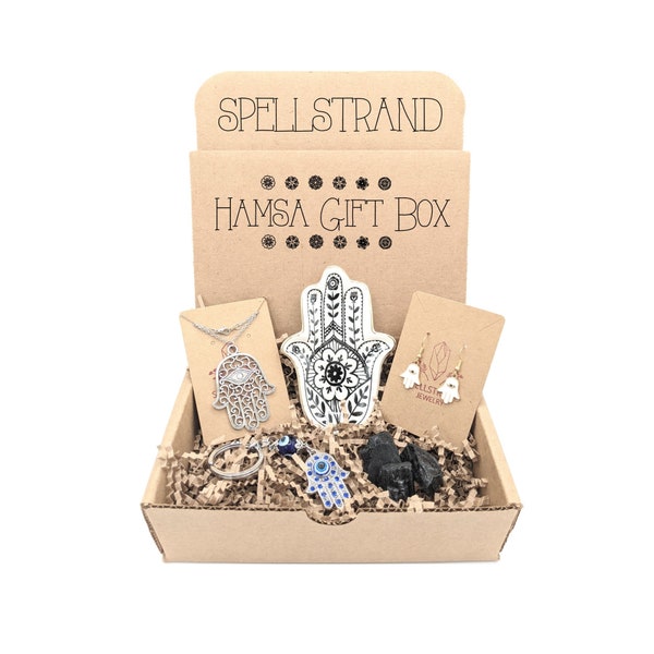 Hamsa Gift Box for Women, Jewelry Gift Box, Christmas Gift Box for Her, Stocking Stuffer, Hamsa Hand Necklace, Evil Eye Protection, Witchy