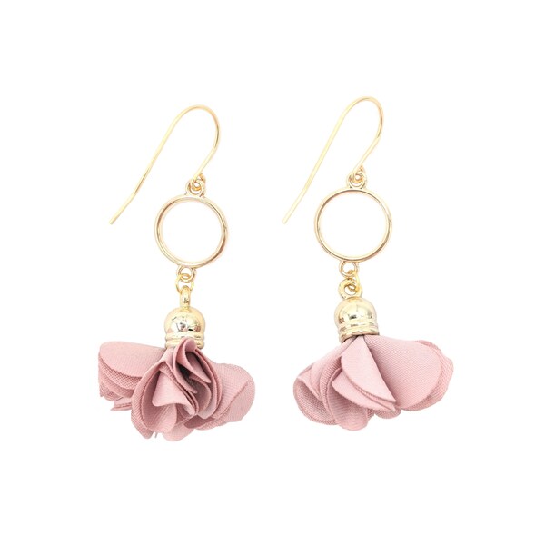 Dusty Rose Flower Earrings Dangle, Wedding Jewelry for Bridesmaids, Blush Pink Earrings for Women, Unique Earrings Gold, Stocking Stuffers