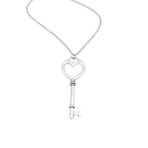 Silver Skeleton Key Necklace for Women, Key to my Heart Necklace, Valentine&#39;s Day Gift for Her, Key Jewelry, Vintage Gift for Sister, Couple