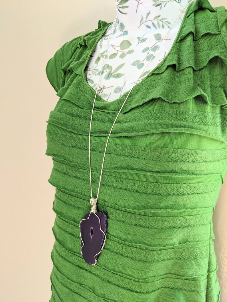 Druzy Agate Pendant Witchy Necklace Crystal Hippie Necklace Gift for Her Boho Necklace Smooth Agate Necklace Raw Gemstone Necklace