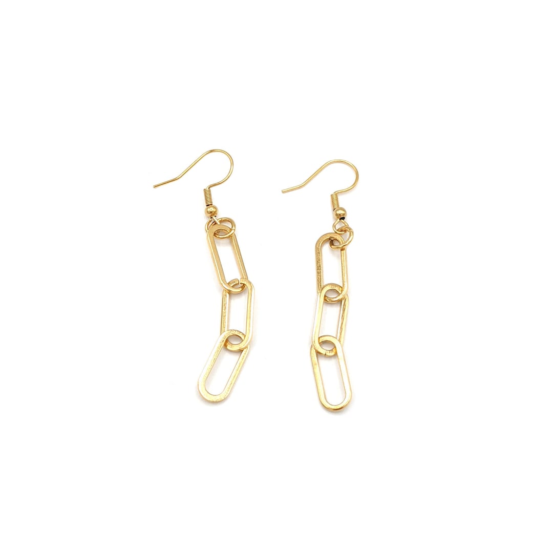 Gold Paperclip Chain Earrings for Women, Dangle Earrings, Trendy Gift for Best Friend, Chain
