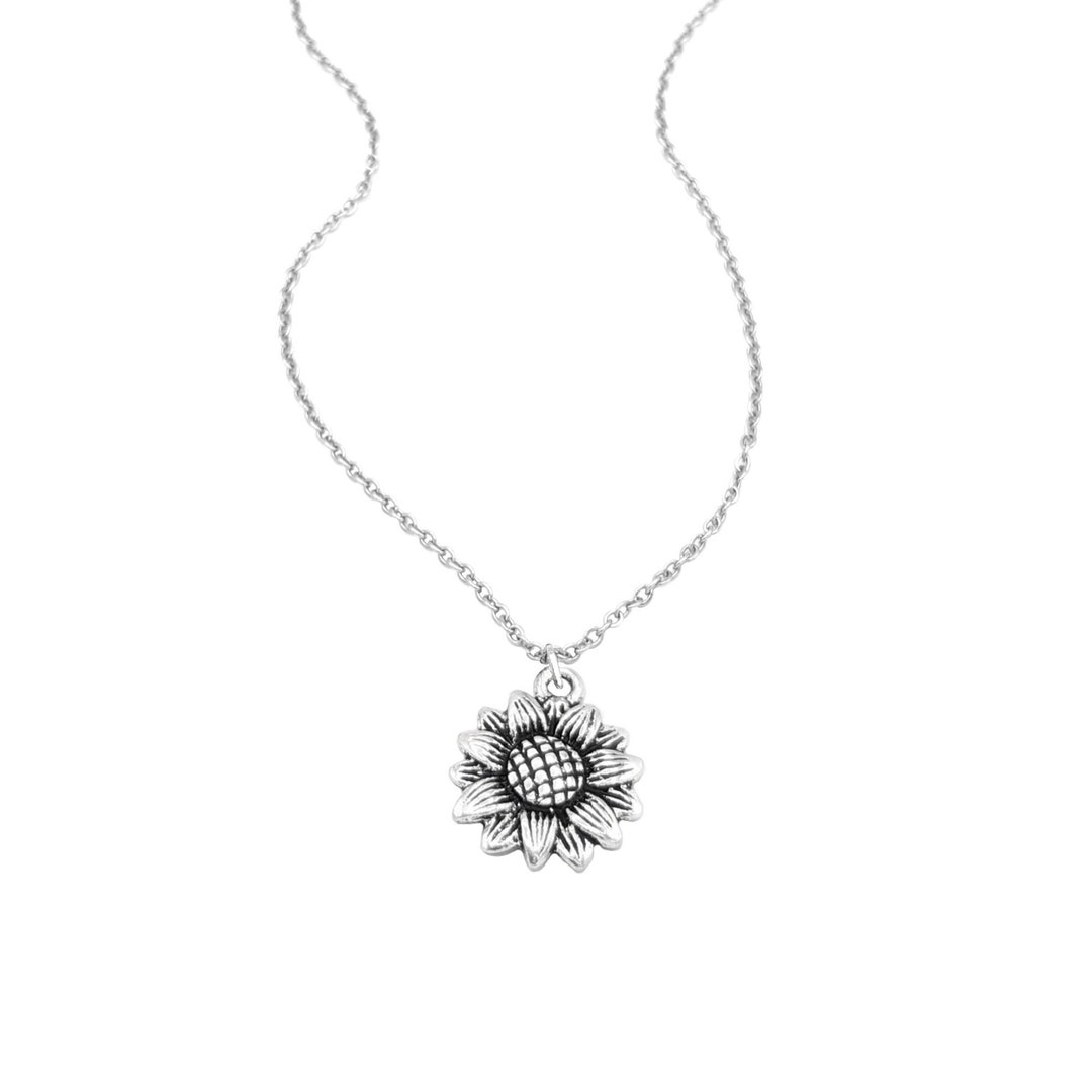 Sunflower Necklace for Women, Yellow Sunflower Pendant Necklace for Her