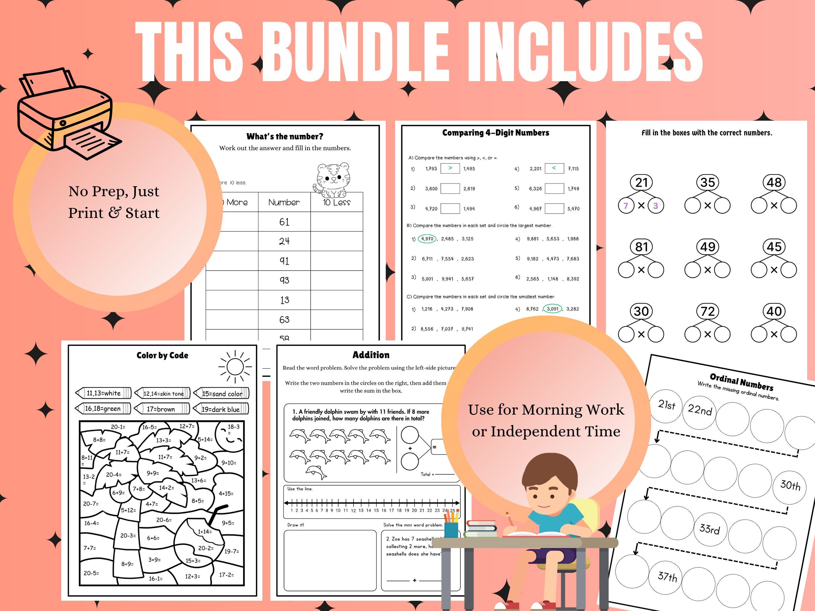 2nd–3rd Grade Reading & Math Worksheets | 160 Printable Activities for ...