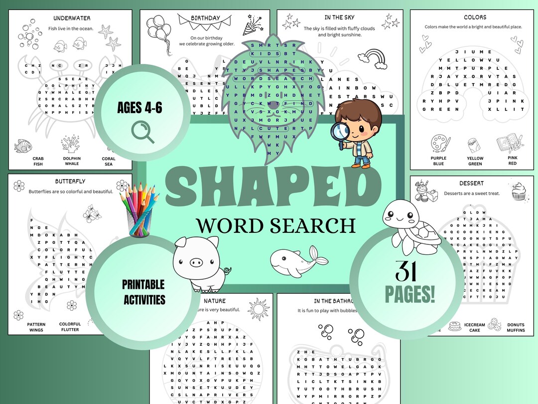 Shaped Word Search Puzzles for Kids | Fun Sight Words | Kids General ...