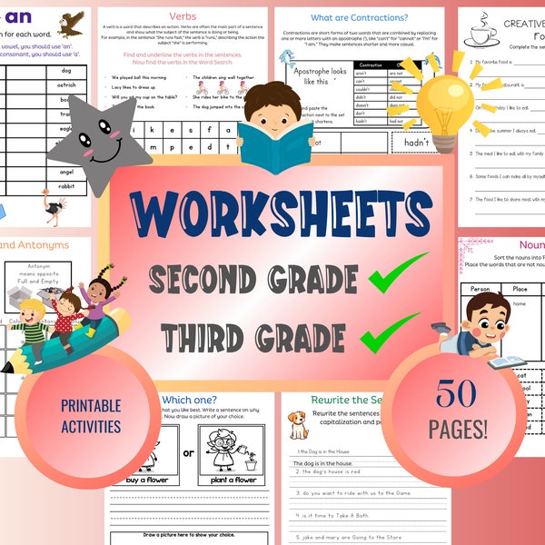 2nd Grade Worksheets, 3rd Grade Worksheets, Reading, Writing, Classroom Learning, Homeschool Worksheets, Printable Educational Activity