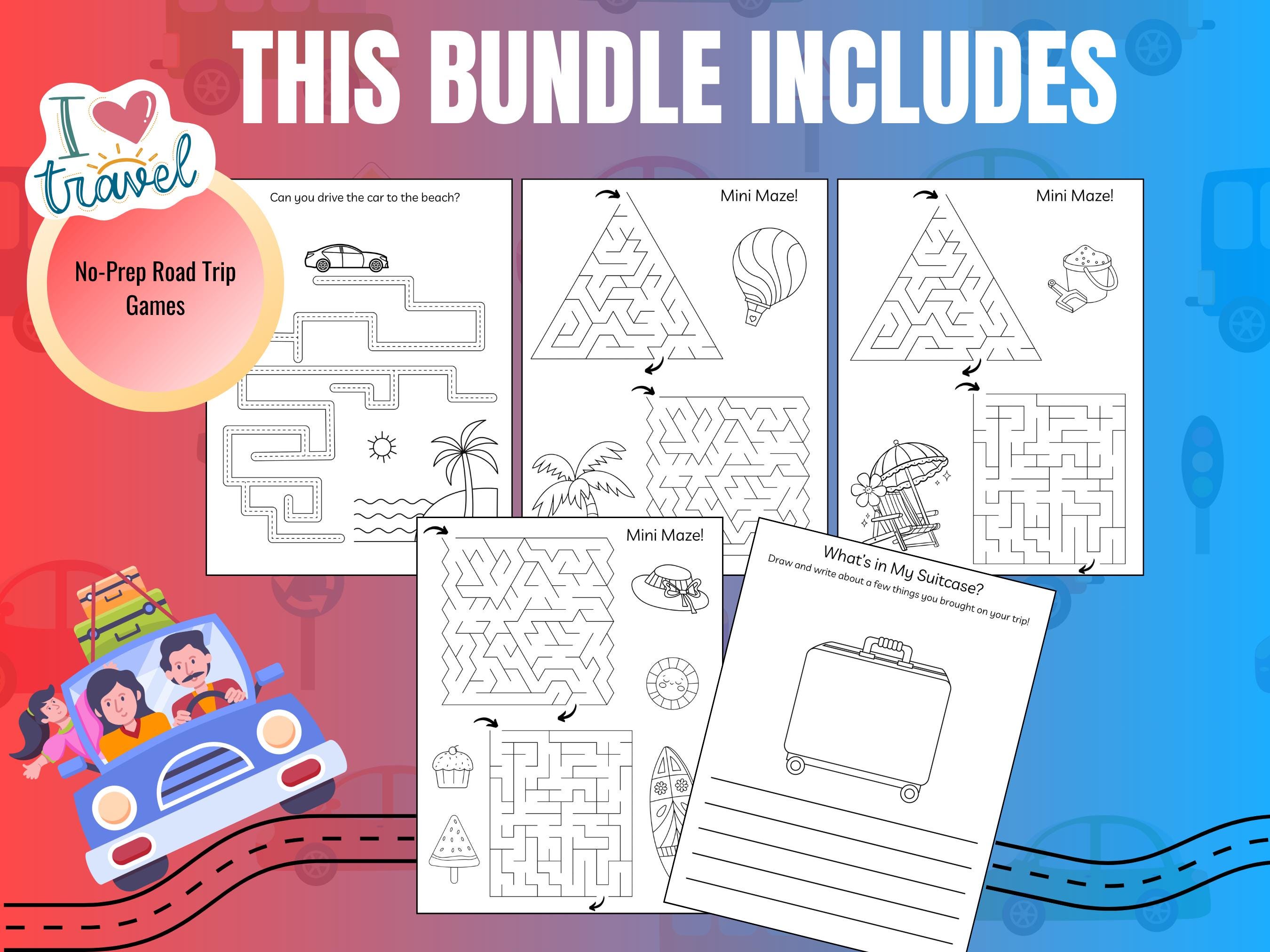 Road Trip Games | Kids Car Activity Worksheets | Fun Travel Activities ...