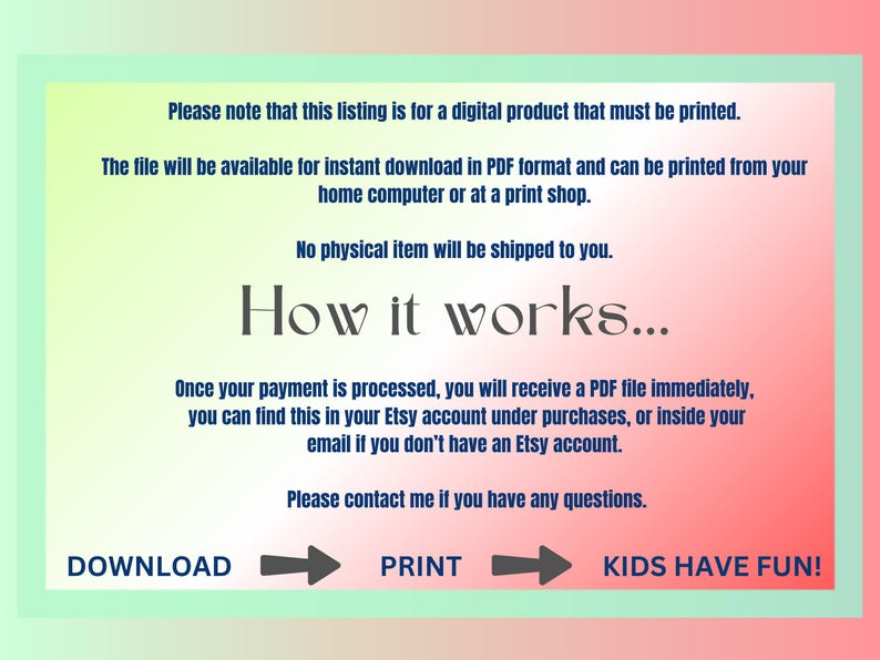 digital download, printable PDF