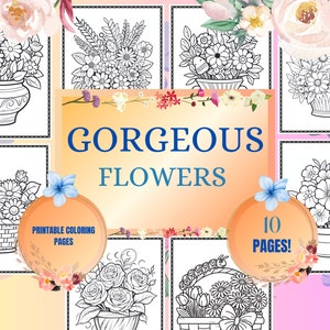 Floral Coloring Pages | Flower Coloring | Bouquet Printables (Digital Download)