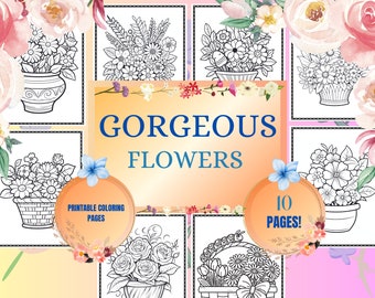 Floral Coloring Pages | Flower Coloring | Bouquet Printables (Digital Download)