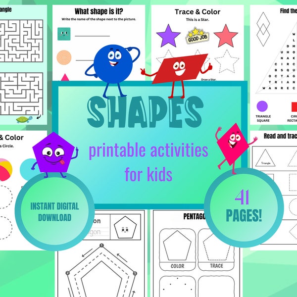 Shapes Worksheets, Shapes Learning, Shapes Tracing, Learn Shapes Kids, Preschool Activities, Pre-K Learning, Geometrical Shapes Activity