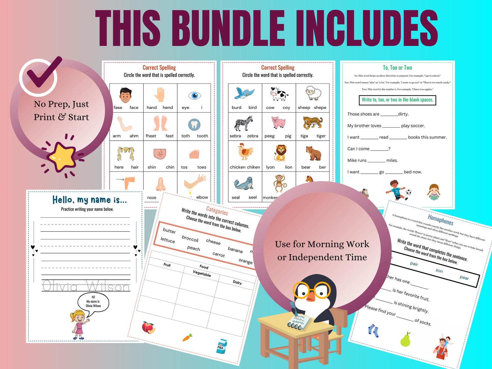1st Grade Reading & Math Worksheets | 160 Printable Activities for Kids ...