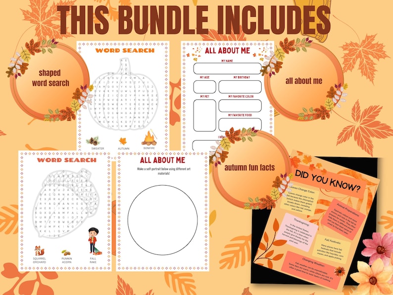 fall word search, autumn word search for kids, autumn fun facts