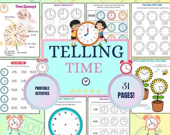 Learn to Tell Time | Telling Time for Kids | Educational Printables for Kids | (PDF Download)