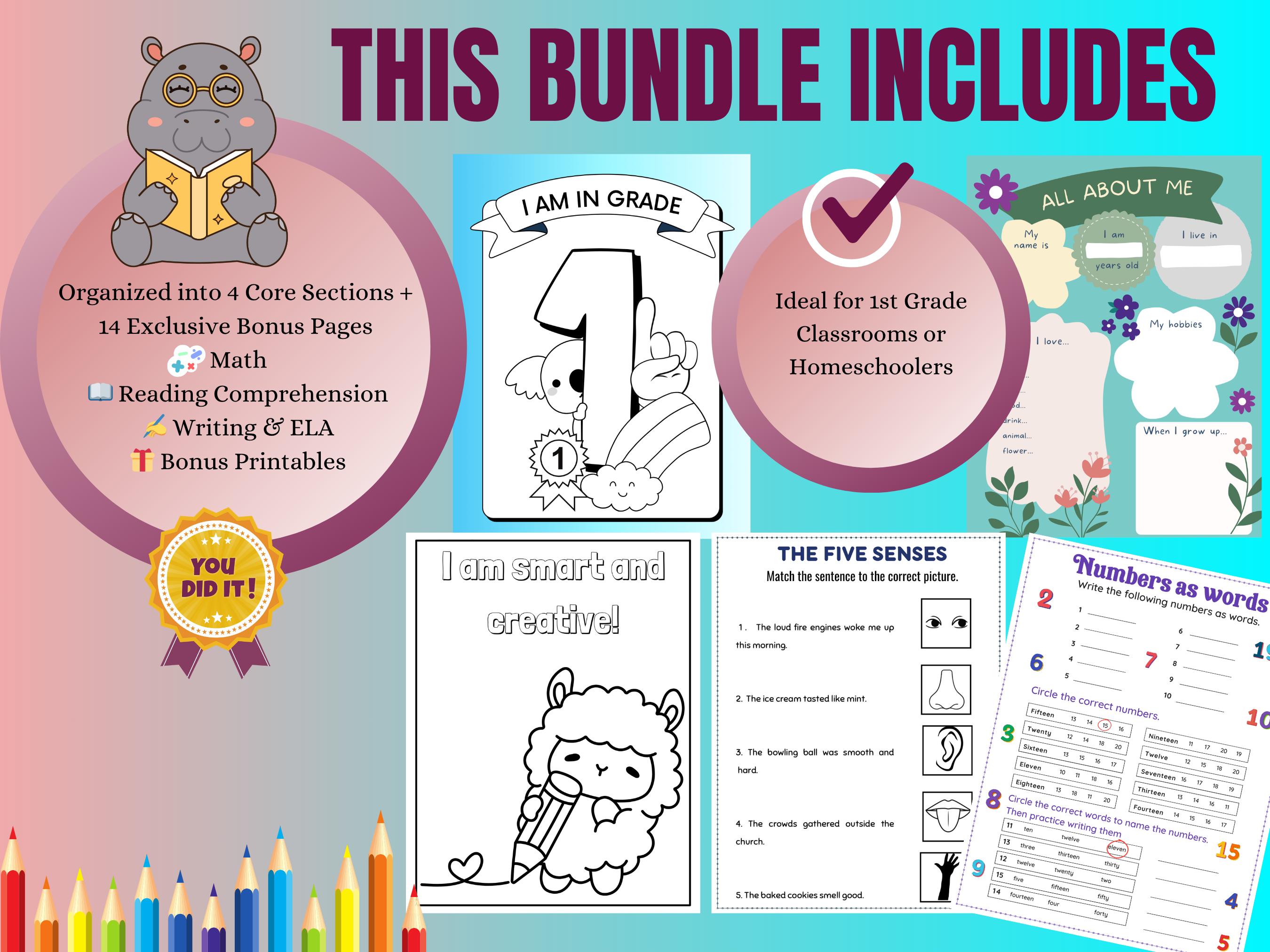 1st Grade Reading & Math Worksheets | 160 Printable Activities for Kids ...